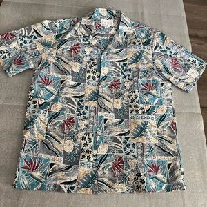 [M]Howie Tropical Print Men's Hawaiian Shirt, EUC